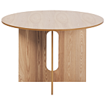 Round Dining Table Light Wood Mdf ⌀ 120 Cm Ash Veneer Top Modern Design Kitchen Table Beliani