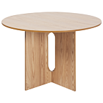 Round Dining Table Light Wood Mdf ⌀ 120 Cm Ash Veneer Top Modern Design Kitchen Table Beliani