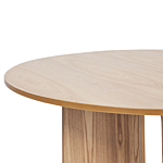 Round Dining Table Light Wood Mdf ⌀ 120 Cm Ash Veneer Top Modern Design Kitchen Table Beliani