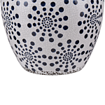 Flower Vase White And Blue Stoneware Distressed Look Dot Pattern Waterproof Retro Design Beliani