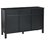 3 Door Sideboard Black Mdf Drawers Cabinets With Shelves Gold Knobs Modern Style Hallway Living Room Bedroom Storage Beliani