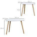 Homcom Modern Side Table Set Of 2, Triangular Nest Of Tables, End Table With Solid Wood Legs, For Living Room Bedroom, White