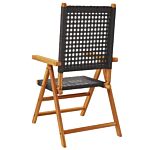 Vidaxl Reclining Garden Chairs 6 Pcs Black Poly Rattan And Solid Wood