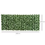 Outsunny 4-piece Artificial Leaf Hedge Screen Privacy Fence Panel For Garden Outdoor Indoor Decor, Dark Green, 2.4m X 1m