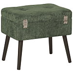 Stool With Storage Dark Green Corduroy Upholstered Black Legs Suitcase Design Buttoned Top Beliani