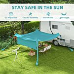 Outsunny Beach Tent Event Shelter With Detachable Sidewall And Carry Bag, For Camping, Trips, Fishing, Picnics, Sky Blue