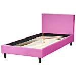 Eu Double Size Panel Bed 3ft Fuchsia Pink Velvet Slatted Frame Contemporary Beliani