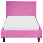 Eu Double Size Panel Bed 3ft Fuchsia Pink Velvet Slatted Frame Contemporary Beliani