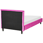 Eu Double Size Panel Bed 3ft Fuchsia Pink Velvet Slatted Frame Contemporary Beliani