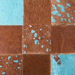Rug Brown And Blue Leather 80 X 150 Cm Cowhide Hand Crafted Beliani