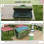 Outsunny Foldable Suitcase Design Mini Charcoal Barbecue Grill Bbq, Green