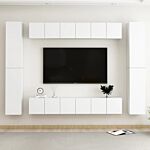 Vidaxl 10 Piece Tv Cabinet Set White Engineered Wood