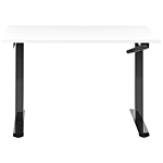 Manually Adjustable Desk White Tabletop Black Steel Frame 120 X 72 Cm Sit And Stand Square Feet Modern Design Office Beliani