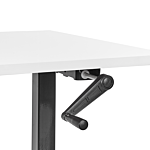 Manually Adjustable Desk White Tabletop Black Steel Frame 120 X 72 Cm Sit And Stand Square Feet Modern Design Office Beliani