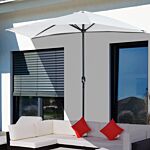 Outsunny 3 M Half Round Umbrella Parasol-white