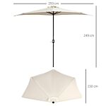 Outsunny 3 M Half Round Umbrella Parasol-white