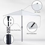 Outsunny 3 M Half Round Umbrella Parasol-white