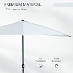 Outsunny 3 M Half Round Umbrella Parasol-white
