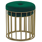 Set Of 2 Nesting Pouffes Dark Green Seat Velvet Upholstery Golden Iron Base Modern Design Beliani