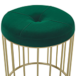 Set Of 2 Nesting Pouffes Dark Green Seat Velvet Upholstery Golden Iron Base Modern Design Beliani