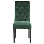 Set Of 2 Dining Chairs Green Velvet Fabric With Decorative Ring Glam Modern Design Black Wooden Legs Beliani