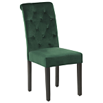 Set Of 2 Dining Chairs Green Velvet Fabric With Decorative Ring Glam Modern Design Black Wooden Legs Beliani