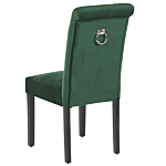 Set Of 2 Dining Chairs Green Velvet Fabric With Decorative Ring Glam Modern Design Black Wooden Legs Beliani