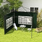 Outsunny Gazebo Side Panels, Sides Replacement With Window For 3x3(m) Or 3x6m Gazebo Canopy, 2 Pack, Green