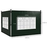 Outsunny Gazebo Side Panels, Sides Replacement With Window For 3x3(m) Or 3x6m Gazebo Canopy, 2 Pack, Green