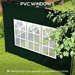 Outsunny Gazebo Side Panels, Sides Replacement With Window For 3x3(m) Or 3x6m Gazebo Canopy, 2 Pack, Green