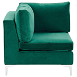 Left Hand Modular Corner Sofa Green Velvet 5 Seater With Ottoman L-shaped Silver Metal Legs Glamour Style Beliani