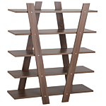 Bookcase Brown 116 X 100 Cm 5 Shelves Scandinavian Beliani