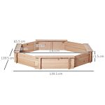 Outsunny Kids Wooden Octagon Sandbox, Outdoor Children Playset For Backyard, With Polyester Cover For 3-8 Years Old, 139.5 X 139.5 X 21.5 Cm