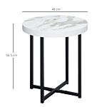 Homcom Round Side Table With Metal Legs, Modern End Table Bedside Table For Living Room, Bedroom, White