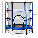 Homcom 5.2ft Kids Trampoline With Safety Enclosure, Indoor Outdoor Toddler Trampoline For Ages 3-10 Years, Blue