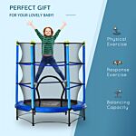 Homcom 5.2ft Kids Trampoline With Safety Enclosure, Indoor Outdoor Toddler Trampoline For Ages 3-10 Years, Blue