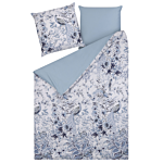 Duvet Cover And Pillowcase Set White And Blue Cotton Blend Floral Pattern 155 X 220 Cm Modern Boho Bedroom Beliani
