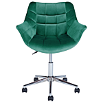 Office Swivel Chair Green Velvet Height Adjustable Beliani