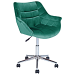 Office Swivel Chair Green Velvet Height Adjustable Beliani