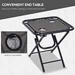 Outsunny 3pcs Folding Zero Gravity Chairs Sun Lounger Table Set W/ Cup Holders Reclining Garden Yard Pool, Dark Grey