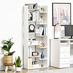 Homcom Modern Book Shelf With 11 Open Shelves, 6-tier Bookcase, Freestanding Shelving Unit For Home Office And Study, White
