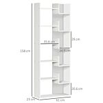 Homcom Modern Book Shelf With 11 Open Shelves, 6-tier Bookcase, Freestanding Shelving Unit For Home Office And Study, White