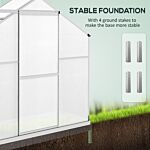 Outsunny 6 X 2.5ft Polycarbonate Greenhouse Walk-in Green House With Rain Gutter, Sliding Door, Window, Foundation, Silver