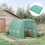 Outsunny 10x7ft Greenhouse Replacement Cover Winter Garden Plant Pe Cover For Tunnel Walk-in Greenhouse With Roll-up Windows Door Outdoor