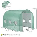 Outsunny 10x7ft Greenhouse Replacement Cover Winter Garden Plant Pe Cover For Tunnel Walk-in Greenhouse With Roll-up Windows Door Outdoor