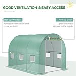 Outsunny 10x7ft Greenhouse Replacement Cover Winter Garden Plant Pe Cover For Tunnel Walk-in Greenhouse With Roll-up Windows Door Outdoor