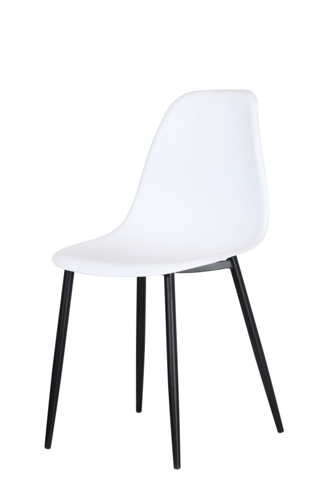 Aspen Curve Chair, White Plastic Seat With Black Metal Legs (pair)