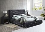 Grande King Bed Black Crushed Velvet