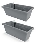 Gardenico - Self-irrigating Planter For Balconies 400mm - Stone Grey - Twin Pack