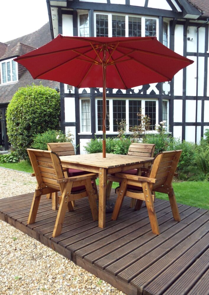 Four Seater Square Table Set - Burgundy